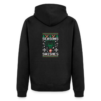 Jahreszeiten Swishes Basketball Spieler Fan - Unisex Premium Bio Zip Hoodie - Schwarz - Hinten - Nico (187cm)