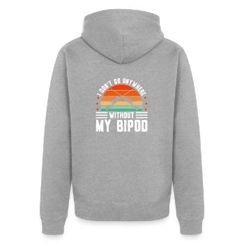 Coyote Jäger - Unisex Premium Bio Zip Hoodie - Grau meliert - Hinten - Nico (187cm)