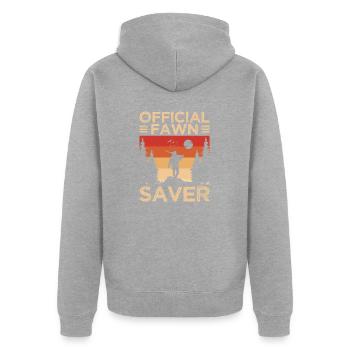 Coyote Jäger - Unisex Premium Bio Zip Hoodie - Grau meliert - Hinten - Nico (187cm)