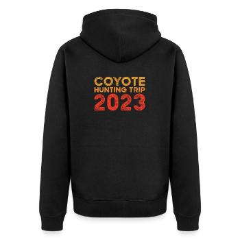 Coyote Jäger - Unisex Premium Bio Zip Hoodie - Schwarz - Hinten - Nico (187cm)