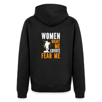 Coyote Jäger - Unisex Premium Bio Zip Hoodie - Schwarz - Hinten - Nico (187cm)