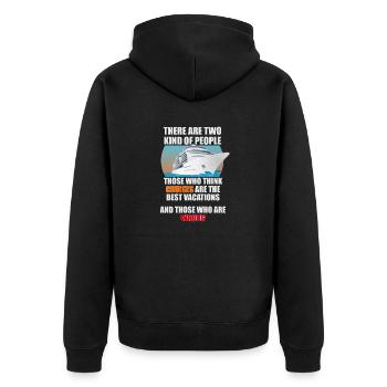 Lustiges Kreuzfahrt-Reisen Design - Unisex Premium Bio Zip Hoodie - Schwarz - Hinten - Nico (187cm)