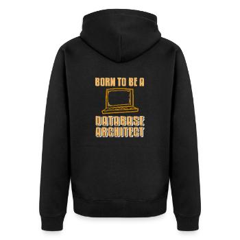 Born To Be A Database Architect Cool Retro T-Shirt - Unisex Premium Bio Zip Hoodie - Schwarz - Hinten - Nico (187cm)
