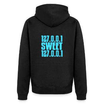 Sweet 127.0.0.1 Drôle de DATA Admin Architect T-Shirt - Veste à capuche bio Premium Unisexe - noir - Dos - Nico (187cm)