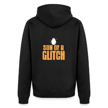 Son Of A Glitch Funny BUG Data Admin Analyst - Unisex Premium Bio Zip Hoodie - Schwarz - Hinten - Nico (187cm)