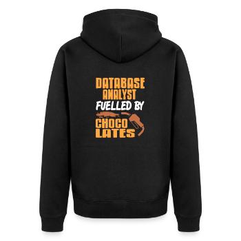 Database Analyst Fueled By Choco Lattes Retro - Unisex Premium Organic Zip Hoodie - black - Back - Nico (187cm)