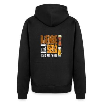 Djembe & Bière C’est pourquoi je suis ici Rétro Vintage - Veste à capuche bio Premium Unisexe - noir - Dos - Nico (187cm)