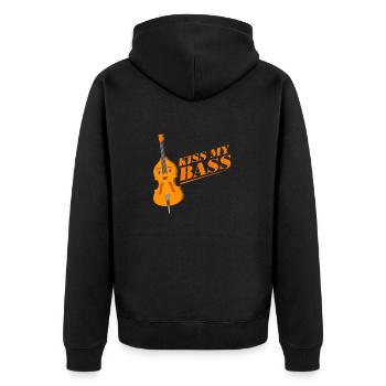 Kiss My Bass Funny Musical Instrument Designs - Unisex Premium Bio Zip Hoodie - Schwarz - Hinten - Nico (187cm)