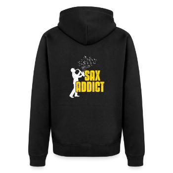 Retro Vintage Sax Addict Awesome Designs Present - Unisex Premium Bio Zip Hoodie - Schwarz - Hinten - Nico (187cm)