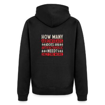 Arrowhead Hunting Pfeilspitzen Sammler - Unisex Premium Bio Zip Hoodie - Schwarz - Hinten - Nico (187cm)