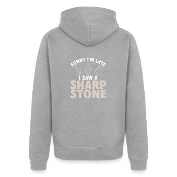 Arrowhead Hunting Pfeilspitzen Sammler - Unisex Premium Bio Zip Hoodie - Grau meliert - Hinten - Nico (187cm)