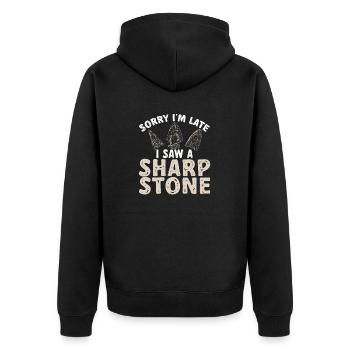 Arrowhead Hunting Pfeilspitzen Sammler - Unisex Premium Bio Zip Hoodie - Schwarz - Hinten - Nico (187cm)