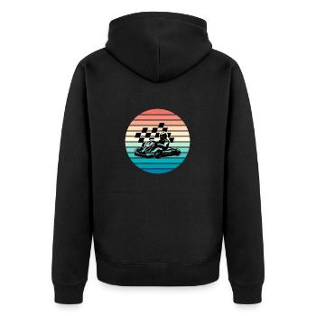 Kart Kartfahren Kartsport Retro - Unisex Premium Bio Zip Hoodie - Schwarz - Hinten - Nico (187cm)