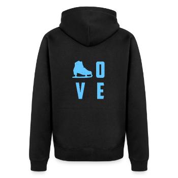 LOVE Ice Skating Retro Awesome T-Shirt Present - Unisex Premium Bio Zip Hoodie - Schwarz - Hinten - Nico (187cm)