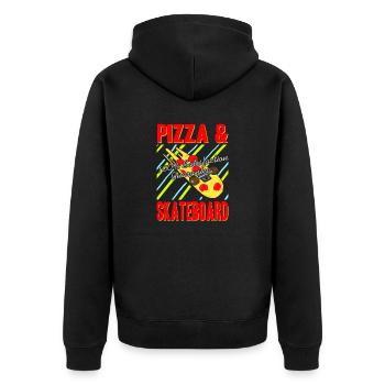 Pizza & Skateboard 100% Satisfaction Guarantee - Unisex Premium Organic Zip Hoodie - black - Back - Nico (187cm)