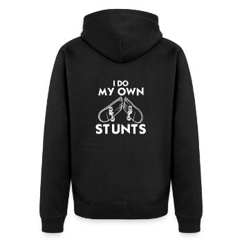 I Do My Own STUNTS Cool Skateboarding T-Shirt - Unisex Premium Organic Zip Hoodie - black - Back - Nico (187cm)