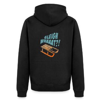 Sleigh Whaaat?! Funny Sledding Designs T-Shirt - Unisex Premium Bio Zip Hoodie - Schwarz - Hinten - Nico (187cm)
