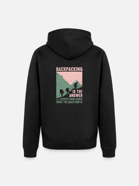 Outdoor Camping Hiking Backpacking - Unisex Premium Organic Zip Hoodie - black