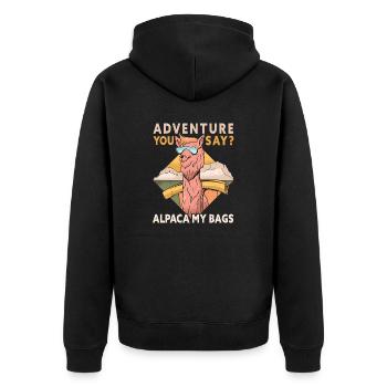 Outdoor Camping Wandern Backpacking - Unisex Premium Bio Zip Hoodie - Schwarz - Hinten - Nico (187cm)