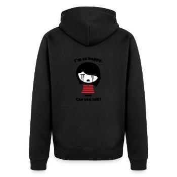 Je suis si heureux... pouvez-vous le dire? | Vêtements Emo pour filles |e - Veste à capuche bio Premium Unisexe - noir - Dos - Nico (187cm)