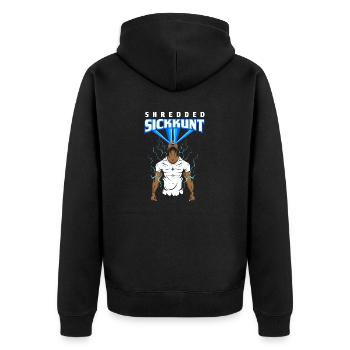 Workout Bodybuilding Fitnessstudio Gewichtheben - Unisex Premium Bio Zip Hoodie - Schwarz - Hinten - Nico (187cm)