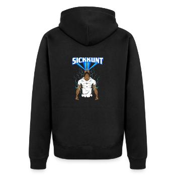 Workout Bodybuilding Fitnessstudio Gewichtheben - Unisex Premium Bio Zip Hoodie - Schwarz - Hinten - Nico (187cm)