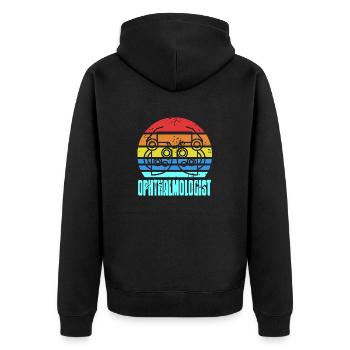 Retro Vintage Ophthalmologist Designs T-Shirt - Unisex Premium Organic Zip Hoodie - black - Back - Nico (187cm)