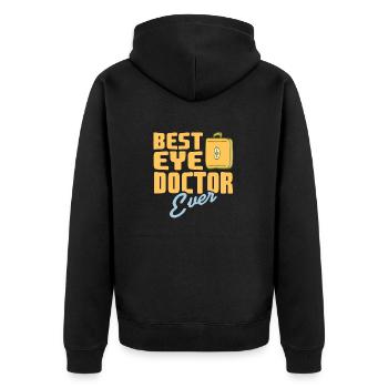 Best Eye Doctor Ever Awesome Retro Optician - Unisex Premium Organic Zip Hoodie - black - Back - Nico (187cm)