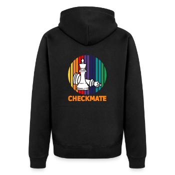 Chess checkmate t-shirt - Unisex Premium Organic Zip Hoodie - black - Back - Nico (187cm)