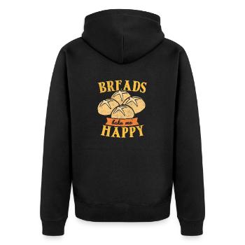 Bread Baking Baker Bakery Sourdough - Unisex Premium Organic Zip Hoodie - black - Back - Nico (187cm)