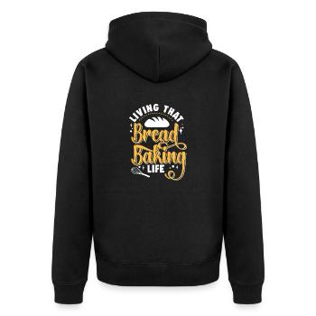 Bread Baking Baker Bakery Sourdough - Unisex Premium Organic Zip Hoodie - black - Back - Nico (187cm)
