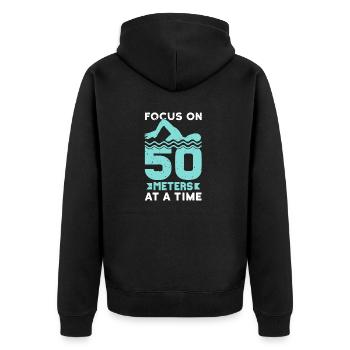 Concentrez-vous sur 50 mètres à la fois - Veste à capuche bio Premium Unisexe - noir - Dos - Nico (187cm)