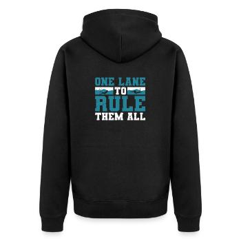 Eine Bahn, Um Sie Alle Zu Beherrschen - Unisex Premium Bio Zip Hoodie - Schwarz - Hinten - Nico (187cm)