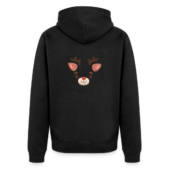 Rentier Weihnachtspyjama Hirschgeweih Xmas PJs - Unisex Premium Bio Zip Hoodie - Schwarz - Hinten - Nico (187cm)