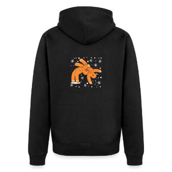 Lebkuchenmann Plätzchen Weihnachten Lustig Kampf - Unisex Premium Bio Zip Hoodie - Schwarz - Hinten - Nico (187cm)