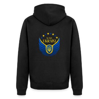 Ukraine flügel Ruhm Ehre Sieg - Unisex Premium Bio Zip Hoodie - Schwarz - Hinten - Nico (187cm)