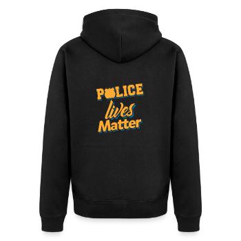Police Lives Matter Awesome Retro T-Shirt Present - Unisex Premium Organic Zip Hoodie - black - Back - Nico (187cm)