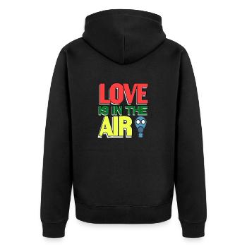 Retro Vintage Love Is In The Air Cool Valentine - Unisex Premium Organic Zip Hoodie - black - Back - Nico (187cm)
