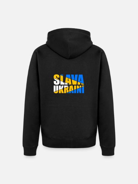 Ukraine Peace Slava - Unisex Premium Organic Zip Hoodie - black