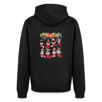 Weihnachten süße Hunde im Strumpf - Unisex Premium Bio Zip Hoodie - Schwarz - Hinten - Nico (187cm)