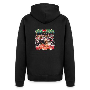 Frohe Weihnachten von niedlichen und kuscheligen Hunden - Unisex Premium Bio Zip Hoodie - Schwarz - Hinten - Nico (187cm)