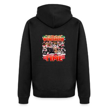 Wonderpaw Time - Süße Kuschelhunde Weihnachten - Unisex Premium Bio Zip Hoodie - Schwarz - Hinten - Nico (187cm)