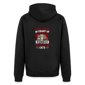 2 - Unisex Premium Organic Zip Hoodie - black - Back - Nico (187cm)