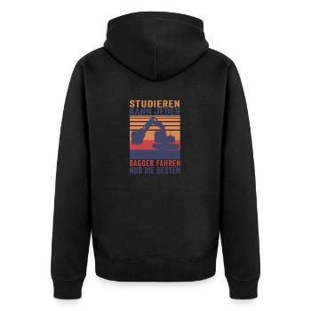 Studieren kann Jeder Baggern nur die Besten Shirt - Unisex Premium Bio Zip Hoodie - Schwarz - Hinten - Nico (187cm)