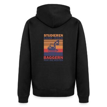 Studieren kann Jeder Baggern nur die Besten Shirt - Unisex Premium Bio Zip Hoodie - Schwarz - Hinten - Nico (187cm)