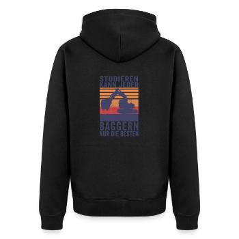 Studieren kann Jeder Baggern nur die Besten Shirt - Unisex Premium Bio Zip Hoodie - Schwarz - Hinten - Nico (187cm)