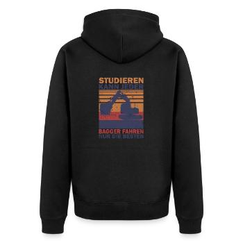 Studieren kann Jeder Baggern nur die Besten Shirt - Unisex Premium Bio Zip Hoodie - Schwarz - Hinten - Nico (187cm)