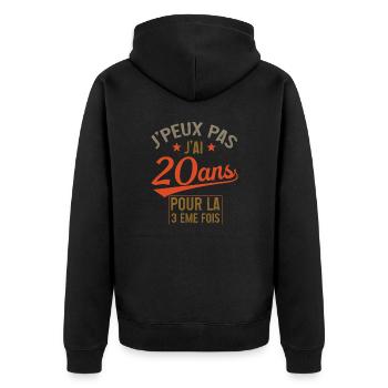 Je peux pas j'ai 20 ans pour la 3ème fois cadeau - Veste à capuche bio Premium Unisexe - noir - Dos - Nico (187cm)