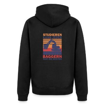 Studieren kann Jeder Baggern nur die Besten Shirt - Unisex Premium Bio Zip Hoodie - Schwarz - Hinten - Nico (187cm)