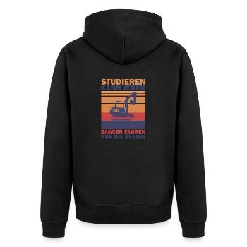 Studieren kann Jeder Baggern nur die Besten Shirt - Unisex Premium Bio Zip Hoodie - Schwarz - Hinten - Nico (187cm)